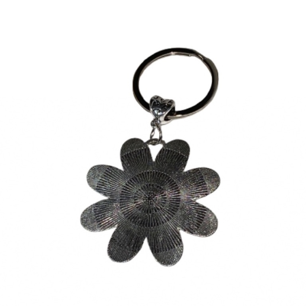 Daisy Flower Keychain - White & Yellow Enamel - Picture 2 of 2